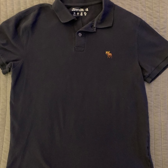 Abercrombie & Fitch Men's Dark Polo with Gold Logo - Picture 1 of 2